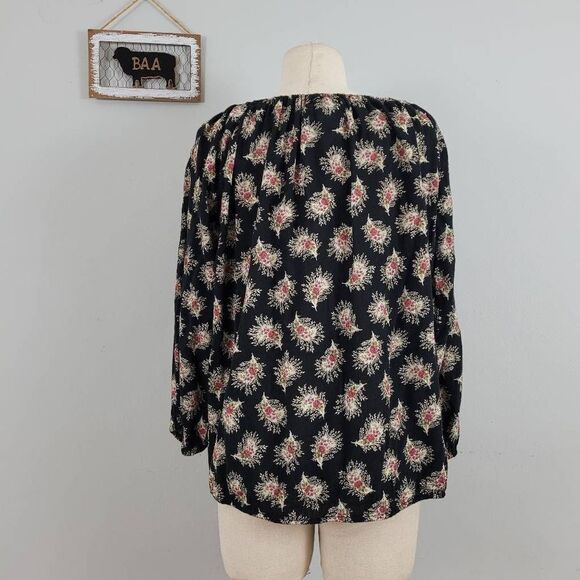 Ralph Lauren Denim & Supply Floral Boho Top Sz S Black Off Shoulder Pullover - Picture 3 of 9